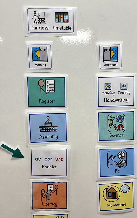 Large Visual Timetable on whiteboard