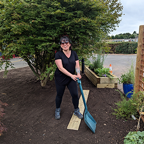 Laura volunteering at Evergreen