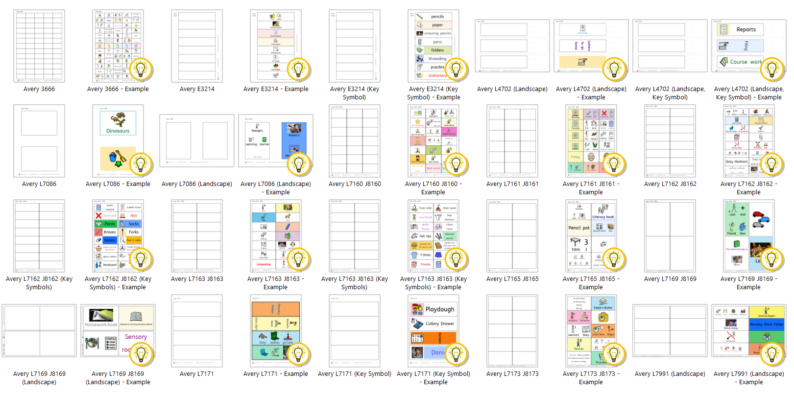 Avery Labels templates preview