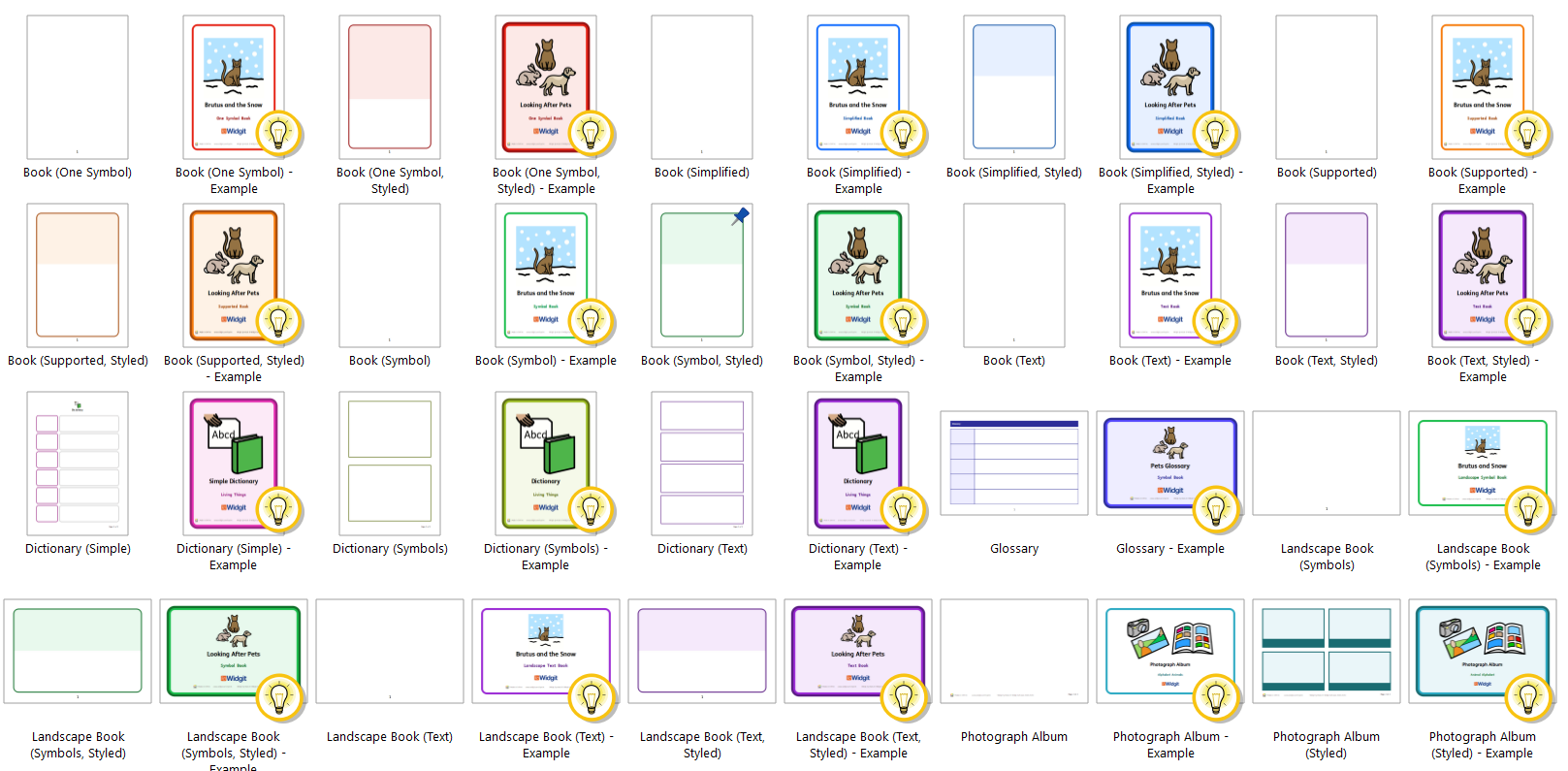 Books templates preview