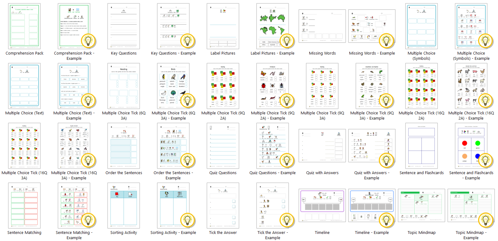 Comprehension templates preview