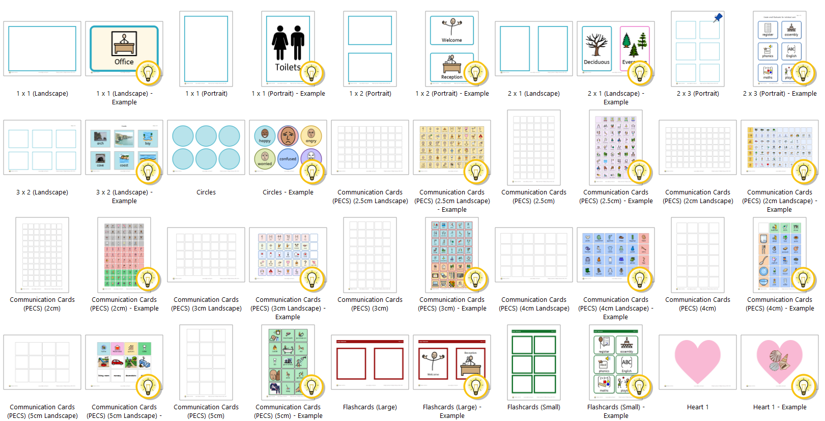 Flashcards templates preview