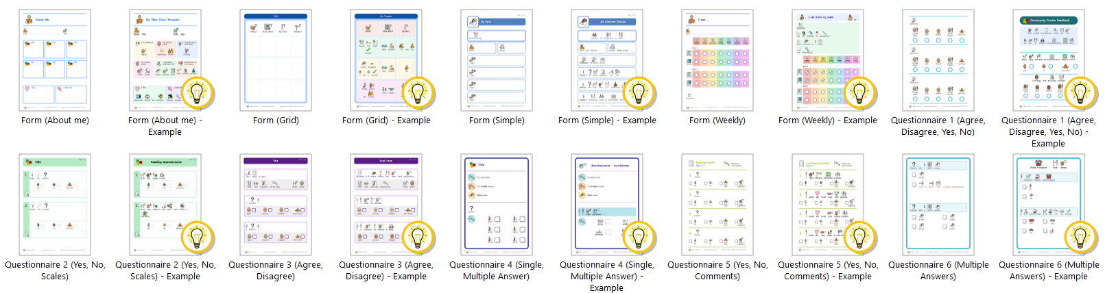 Forms and Questionnaires templates preview