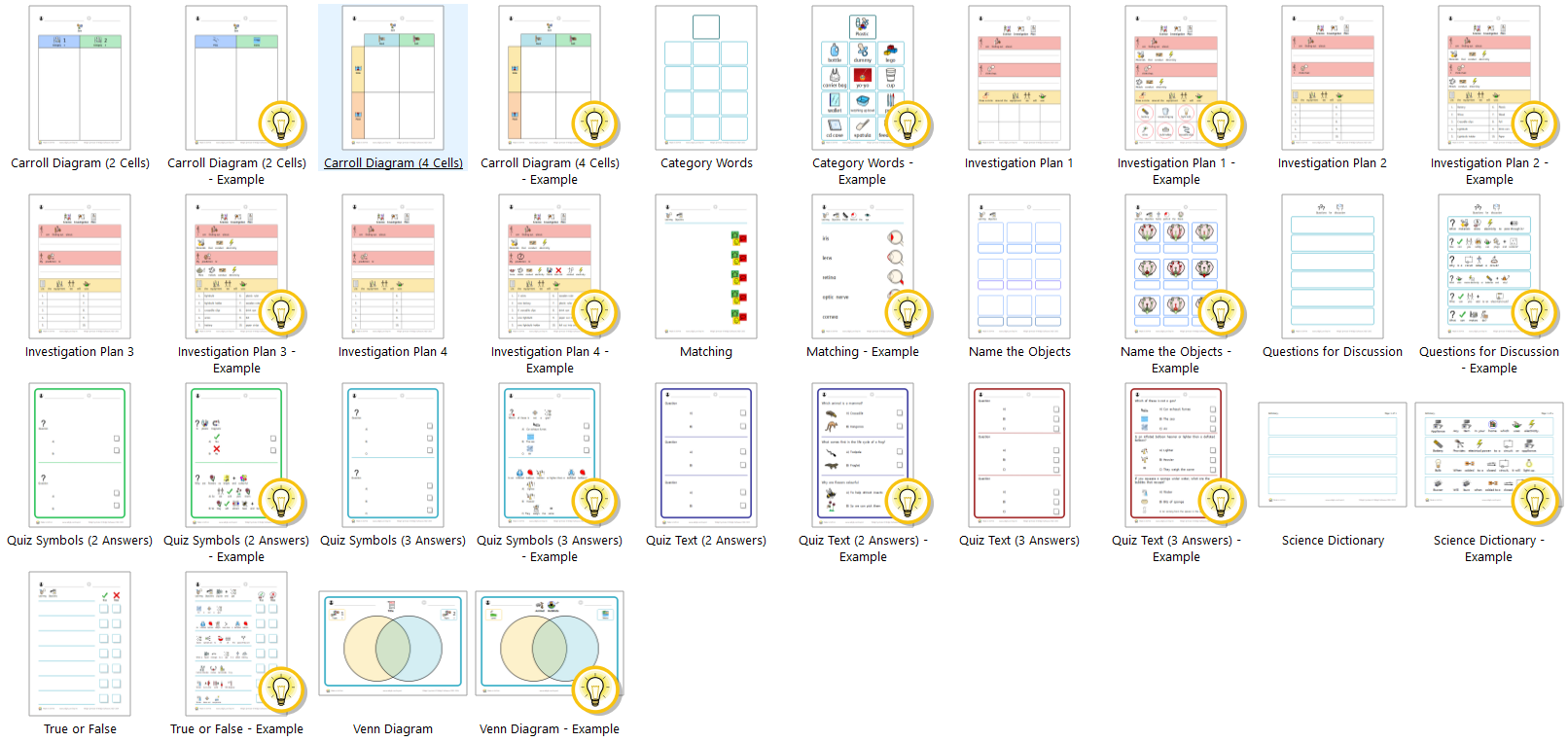 Science templates preview