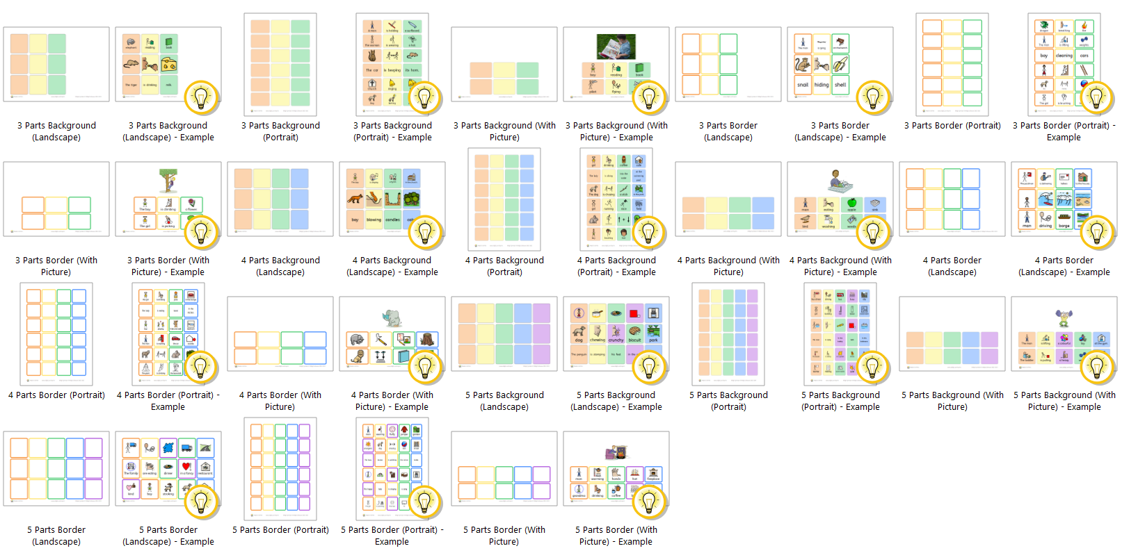 Sentence Construction templates preview