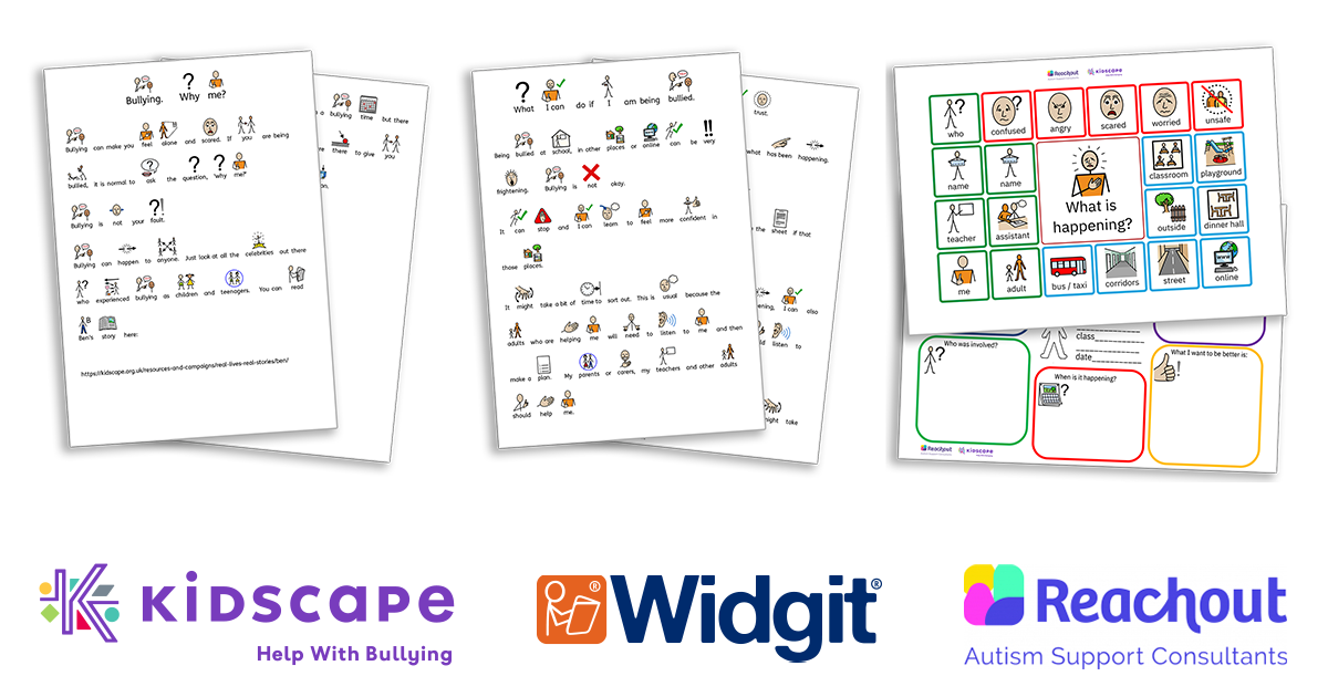 Anti-Bullying Symbol Resources created by Widgit, Kidscape and Reachout ASC